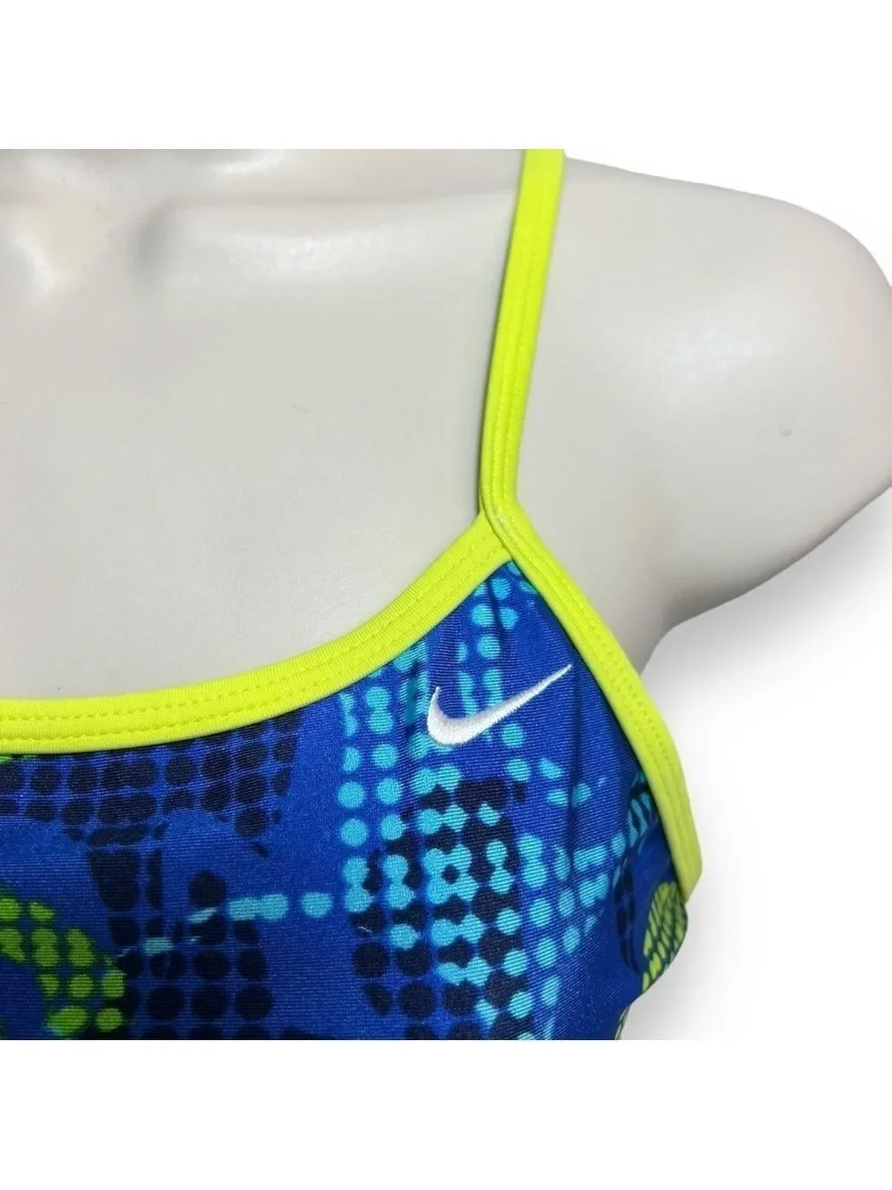 Nike Women’s Cut Out One Piece Swimsuit Blue Yellow Size 32